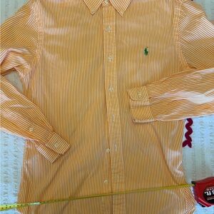 Ralph Lauren Orange Striped Button Down Shirt medium slim fits
